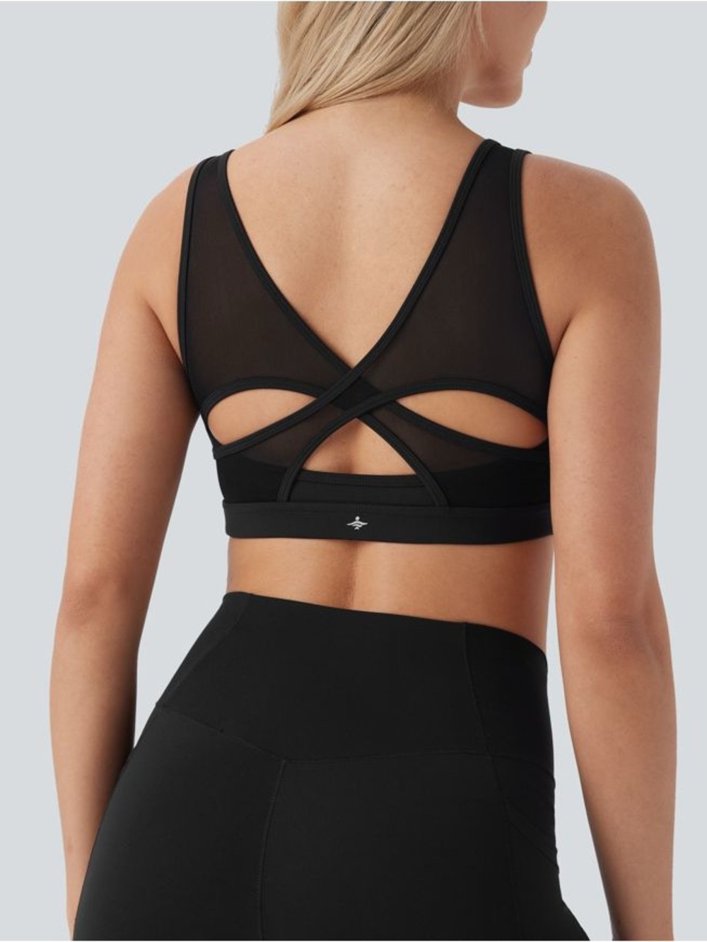 Halara SoftlyZero™ Plush Low Support Contrast Mesh Yoga Sports Bra large